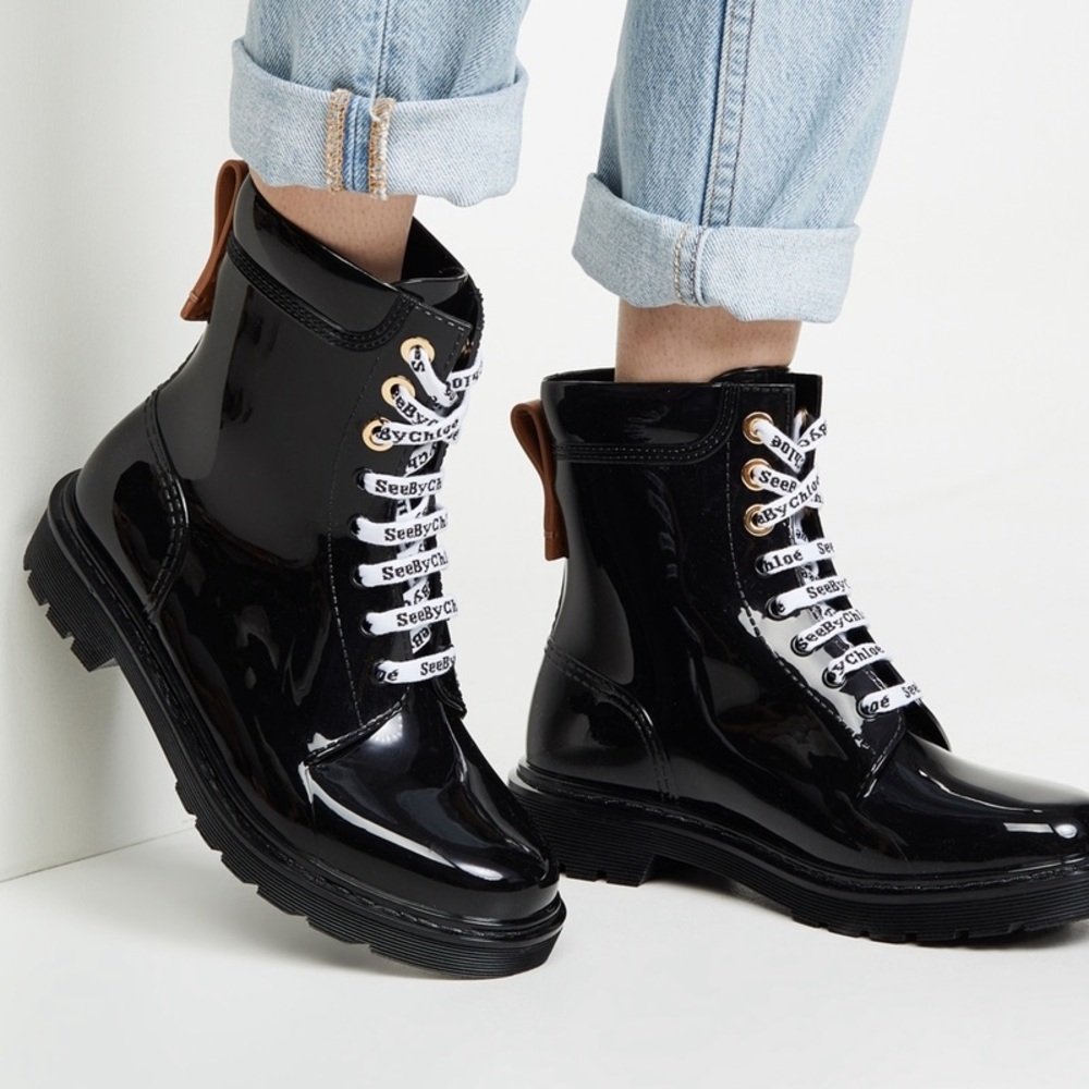 See by Chloè Florrie Lace Up Rain Boots